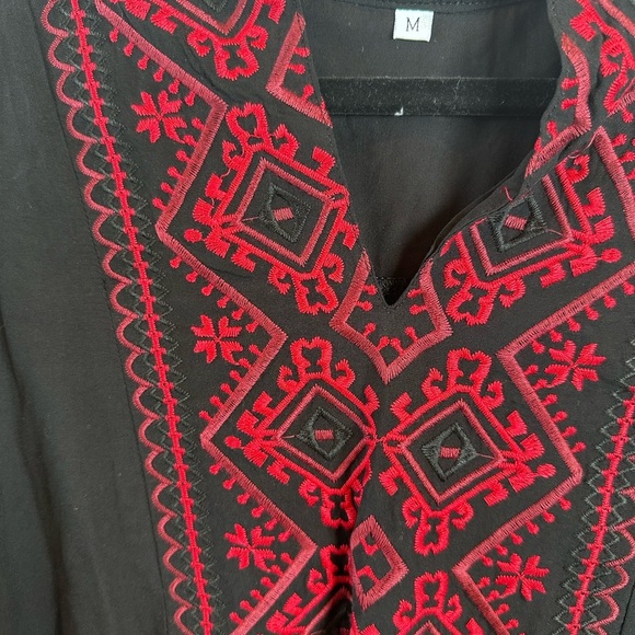 AK Women's Summer V Neck
Boho Embroidered Mexican
Shirts
Short Sleeve Casual Top - Picture 6 of 9